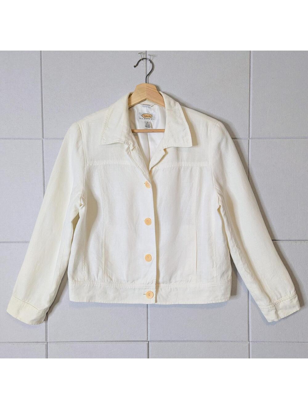 Vintage 90s Talbots 100% linen button front shirt jacket